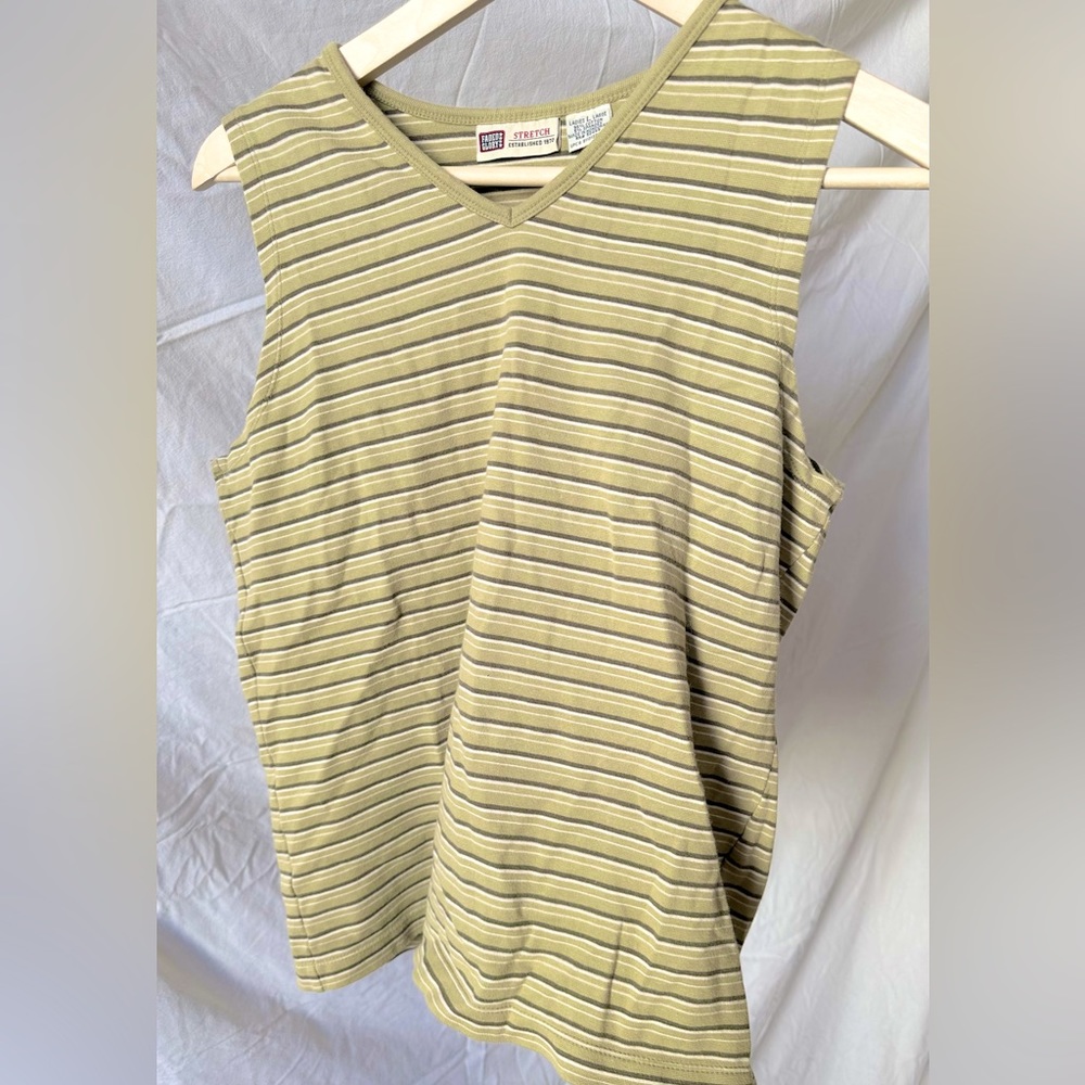 Vintage 90’s grunge green striped cropped shirt goblin core